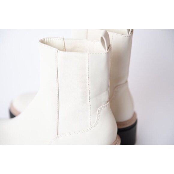 Open Edit Boots Women's Size 7 Chelsea White Ivory Lug Sole Ankle Boots - Picture 9 of 9